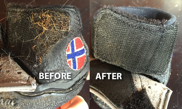 The Vivant Equi Velcro Cleaning Brush is the handiest little tool